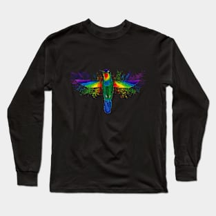 Watercolor Rainbow Hummingbird Long Sleeve T-Shirt